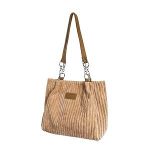 Corduroy Tote Bag - Casual Shoulder Bag Daily Shoing & Fashion - Uwu :3